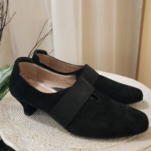 NWT.BEAUTIFEEL Bryce Black Suede Pumps Booties Slip-on Shoes 38/ 7